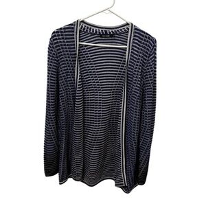NIC+ZOE Navy and White Knit Cardigan Size Medium Petite